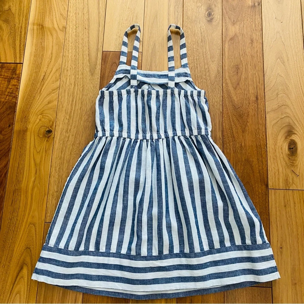 Carter’s Linen Blend Girls Striped Dress Size 6/6X Adjustable Straps